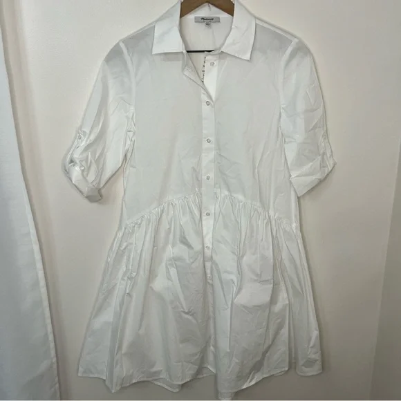NWT Madewell Button-Front Mini Shirtdress in Poplin Women's Regular XXS Resort - Picture 6 of 11